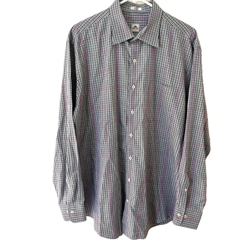 Peter Millar Men’s Large Plaid Green Pink Long Sleeve Button Down Dress Shirt - Picture 1 of 7